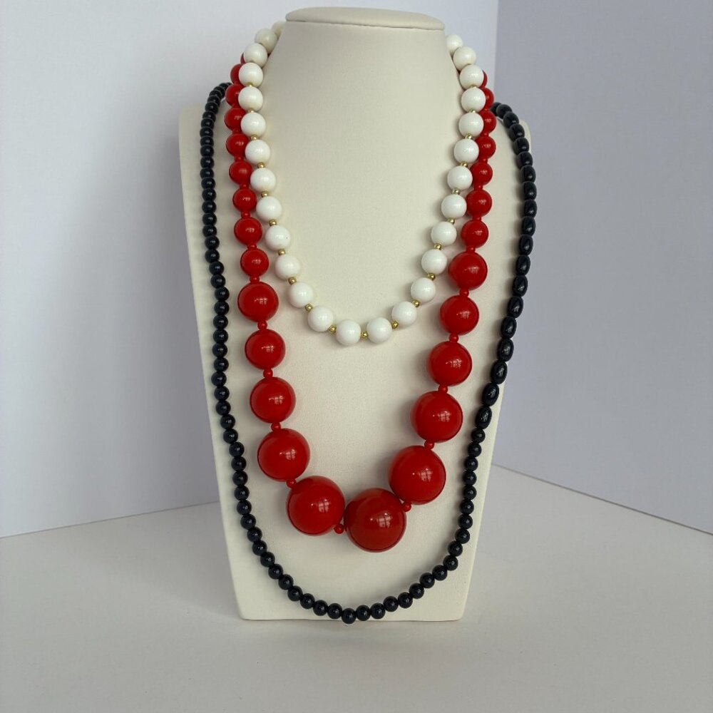 Red White & Blue Plastic Bead Necklaces